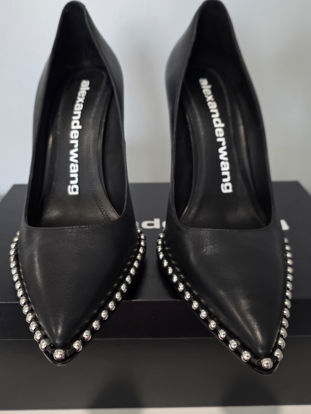 Alexander Wang Black Studded Pointed-Toe Pumps